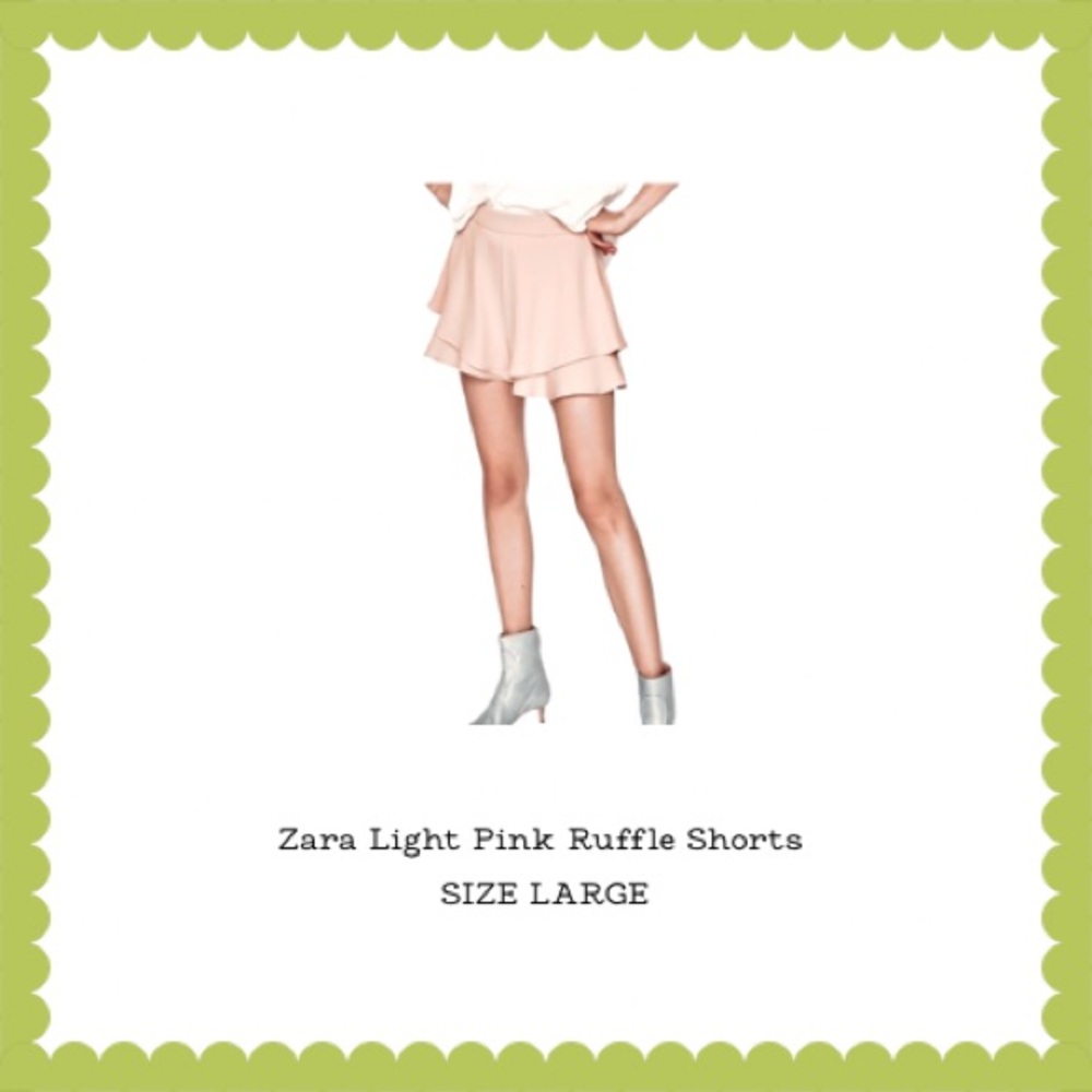 Zara Light Pink Layered Ruffle Shorts